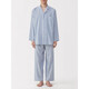 MUJI men's side seamless double layer gauze pajamas home clothes Saxony blue stripes 5A L