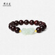 Zhou Taisheng gold inlaid jade pure gold Hetian jade Pixiu bracelet female small leaf red sandalwood couple bracelet birthday gift for boyfriend