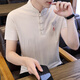 
ROMON summer embroidered stand-collar T-shirt for men short-sleeved retro Tang suit Chinese style men's half-sleeved trendy ice silk trend 9193 green XL 100-125Jin [Jin equals 0.5 kg]