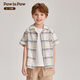 PawinPaw cartoon bear children's clothing boys contrast plaid short-sleeved shirt casual PCYAE2511M green 140