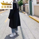 金盾春秋中长款风衣男夹克日系宽松英伦风韩版情侣潮流学生bf披风外套 黑色8872高端款 M