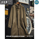 JEEP SPIRIT Jeep Workwear American Retro M51 Brushed Hooded Windbreaker Military Style Loose Cotton Mid-Length Jacket Men's Autumn Brown Loose Too Large L