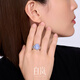 Bailan tile blue agate ring for women 925 silver light luxury fashion design high-end jewelry birthday gift for wife No. 12 (inner circumference 50.6mm)