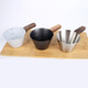 TEOTM wooden handle espresso measuring cup stainless steel small milk cup with scale coffee liquid extraction cup