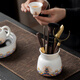 Tang Feng Tea Ceremony Six Gentlemen Set High-end Light Luxury Kung Fu Tea Set Accessories White Porcelain Tea Cylinder Pot Keeping Pen Tea Clamp Tea Making Tools White Porcelain Jiangya Tea Ceremony Cylinder + Ebony Pinsheng Accessories