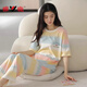 Pajamas de yalu para mujeres en primavera y verano algodón puro pantalones de manga corta delgada coreana lindo arco irbow contrastante de color de ropa para el hogar Z9711 XL [recomendado 120-140Jin [Jin iguala 0.5 kg] desgaste]