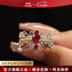 COASZE 0.82ct ruby ring set, palace retro style, Chinese Valentine's Day gift for girlfriend and wife, custom engraving