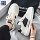 HLA -Herrenschuhe für Sommer- und Herbst -neue atmungsaktive kleine weiße Schuhe für Männerschüler dicke Sohle Sneaker Casual Board Schuhe Trendy Schuhe 9906 Weiß und Grün 41
