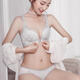 CURMOI 2 pieces front button bra, beautiful back underwear for women, thick style, small breasts look bigger/thin style, big breasts look smaller, anti-sagging, large size, light gray, a set including underwear, limited edition XL 38/85AB 2cm, thin at the top and thick at the bottom