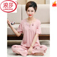 浪莎（LangSha）中年妈妈睡衣2025女夏季薄款纯棉短袖长裤中老年夏天家居服套装 【MT-9216】 M -【适合80-100斤】