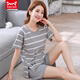 Cat Man (Miiow) Pyjamas für Frauen für Sommer-Shorts Cotton Women Casual Lose zweiköpfige Set für Outdoor Wear G6630 [kurzärmelige Shorts] m [80-100jin [Jin ist 0,5 kg]]