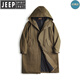 JEEP SPIRIT Jeep Workwear American Retro M51 Brushed Hooded Windbreaker Military Style Loose Cotton Mid-Length Jacket Men's Autumn Brown Loose Too Large L