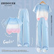 Balabala girls suit summer suit 2025 new fashionable children's short-sleeved work pants big children summer fashionable street-fried sports 9889 white + 15290 purple 120 cm