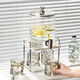 Same style as Atour Hotel, glass cold kettle with faucet, large capacity household fruit tea beverage bucket, 8L silver juice bucket + ceramic shelf + 4 twist cups
