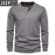 JEEP SPIRIT American retro heavyweight long-sleeved bottoming shirt fashionable versatile henley shirt men's fitness tough guy army green bottoming top military green L