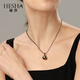 Hersa Tahitian Black Pearl Pendant Necklace Seawater Pearl S925 Silver Chain 10-11mm