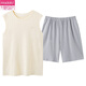 
Modal men's pajamas summer pure cotton vest sleeveless thin style youth plus fat large size home clothing summer two-piece set YZL-OMM13657 L [recommended 100-130Jin [Jin equals 0.5 kg]]