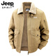JEEP SPIRIT 2025 winter velvet thickened jacket men's cotton-padded bomber jacket men's large size loose top youth military green XL