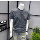 Summer new pure cotton men's casual versatile short-sleeved T-shirt American trendy brand printed light luxury slim top WZY Gray 2XL