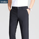 金利来男士夏季薄款休闲西装裤中年爸爸纯色免烫裤子微锥直筒长裤 724藏青 29