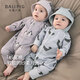 Bali Piggy Baby Clothes Spring and Autumn Category A Pure Cotton Newborn Baby Clothes Autumn Baby Pajamas Newborn Jumpsuit Penguin Eggplant 80cm