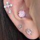 Mr. Ouyang's light luxury pink zircon cross ear bone nails titanium steel screws fireworks cut cochlear nails butterfly earrings Western style 5-piece set A09-304