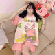 浅物睡衣女夏季2025年新款短袖大码胖mm卡通可爱Kiti猫家居服套装 短-Z-9928 M  建议80-100斤