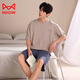 MiiOW Modal Cool Pyjamas Herren Sommer Kurzarm Shorts Teenager Einfaches lockeres dünnes Herren-Heimbekleidungsset 9712 L 100-120Jin Jin entspricht 0,5 kg