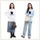 MJ STYLE 200g pure cotton loose long-sleeved T-shirt for women 2026 autumn casual fashion cute kitten versatile top