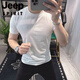 Jeep Spirit European Station Sommer Herren Kurzarm T-Shirt 2025 Neu personalisierte einfache trendige Marke Mode Stickerei Stickelte Körperhemd von weißem BG6624 3xL (155-170jin [Jin gleich 0,5 kg]))