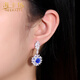 HEEKAIYI Sapphire Earrings Sri Lankan Cornflower Earrings 18K Gold Diamond 520 Valentine's Day Birthday Gift for Wife Selected 4 Carat/Cornflower Sapphire Earrings