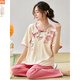 Pajamas modales para mujeres en verano 2025 Nuevo traje de manga corta Imitación delgada pantalones de algodón Se puede usar un nuevo estilo chino fuera del hogar Lzy9904 m (recomendado 75-95Jin [Jin es igual a 0.5 kg])