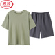 LangSha men's pure cotton pajamas summer thin shorts shorts casual dad's home clothes summer cotton suit plus size OMM-13601 main picture L