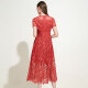 EITIE Summer Dress Women's Banquet High Waist Lace Evening Dress Crocheted Long Dress 5777410 Shopping Mall Same Style Red 60160/38/M