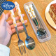 Disney (Disney) super cute ins high-looking chopsticks spoon fork three-piece set box student home portable dining tableware storage box radish cute rabbit [pink] three-piece set [clipsticks + spoon + fork] box