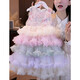 Decorated Wen Girl Princess Dress Little Girl Cake Dress Summer Dress 2025 New Sleeveless Dress Western Style Children's Puff Gauze Dress Rainbow Color Tank Top 110 cm