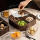 Flower Language Four Seasons Home Living Room Dried Fruit Box Solid Wood Nut Snack Storage Box 2025 New Chinese Style Melon Seed Candy Compartmented Fruit Plate Jinfu Handle 4 Compartments Rounded Corners Single Layer + 4 Square Bowls