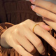 RSRDDY Old Phoenix genuine gold color ancient method plain ring sand gold ring women's frosted ring niche design light luxury plain ring US size 8 (recommended 125-140 Jin Jin equals 0.5 kg) same style