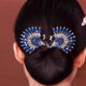 Retro hair twist clip on the back of the head, women's high-end hair ball hair fixing artifact hair clip, ball hair accessory, blue feather hair twist clip