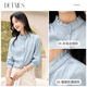 Chushen spring and autumn long-sleeved shirt women's fashionable stand-up collar French fungus textured white shirt S51S016