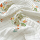 Langsha summer children's six-layer gauze cotton towel quilt 100 pure cotton blanket bath towel baby nap blanket Green Hare Trace A maternal and infant grade standard 110cm*110cm