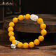 Qingchengshan Cultural and Creative Natural Russian Material Beeswax Bracelet Chicken Fat Yellow 925 Silver Mammoth Mermaid Lucky Accessory Birthday Gift for Women 10mm Chicken Fat Yellow Beeswax Mermaid Bracelet