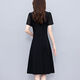 Dryworld New Chinese Retro Schwarz große Größe Frauenkleidung Fett MM Mutter Mutter mit kurzem Ärmeln Sommer neuer Stil Rich Lady Slim Black [1585 High-End-Stoff] l
