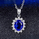 Sapphire pendant 925 silver plated 18K gold inlaid with blue tanzanite color gem clavicle necklace Princess Diana blue pendant (without chain)