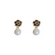 Camellia Earrings Retro Black Flower Pearl Earrings 2025 Niche Simple Cold Style Earrings Women Black 1 Pair