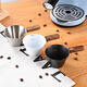TEOTM wooden handle espresso measuring cup stainless steel small milk cup with scale coffee liquid extraction cup