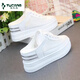 
Woodpecker brand board shoes for women with small inner heightened sandals for women 2025 summer breathable mesh semi-torque thick sole white shoes white 9901 35