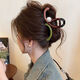 Niche Irregular Contrast Color Drop Glaze Pearl Clip Women's High-Level 2025 New Large Shark Clip Hair Clip Headwear Coffee Green Pearl Version
