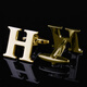 Handsome 26 English letters A-Z cufflinks, gold cufflinks, French cufflinks, men's cufflinks, letter H, gold