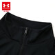 Under Armor children's clothing, boys' long-sleeved T-shirt, comprehensive training pullover, stand-up collar, semi-open chest, casual children's sportswear, black 130, the size is small, please take one size larger as normal
